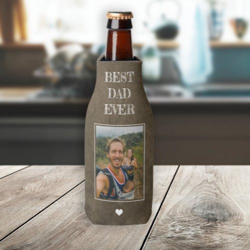 Best dad ever photo and text personalized father bottle cooler