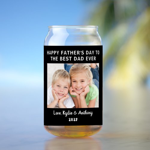 Best Dad Ever Photo Black Fathers Day Can Glass