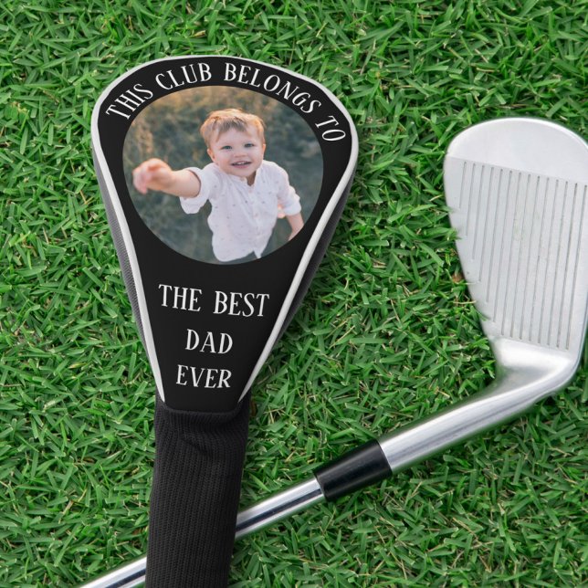 Best Dad Ever Photo Black Golf Head Cover (Creator Uploaded)
