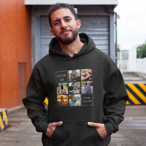 Best dad ever photo collage and text dark gray hoodie