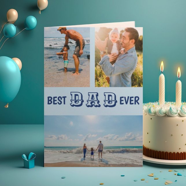 Best Dad Ever Photo Collage Best Dad Card (Creator Uploaded)