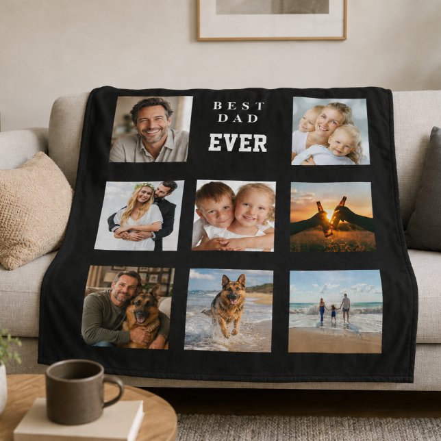 Best dad ever photo collage black father fleece blanket (Creator Uploaded)