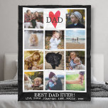 Best Dad Ever Photo Collage Black Personalized Fleece Blanket<br><div class="desc">Surprise Dad or anyone with this custom fleece blanket featuring 11 photos and your custom text.  Easily change the background color to match your decor.  Perfect for holiday gift giving or father's day.</div>