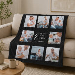 Best dad ever photo collage black white father fleece blanket<br><div class="desc">A gift for your father,  celebrating his life with a collage of 8 photos.  White text: Best Dad EVER. Personalize and use your own photos of him,  children,  wife,  pets,  friends,  his dream travel destination. Add a name.  Black background. Perfect as a Father's Day gift,  for birthdays and Christmas.</div>