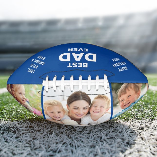 Best Dad Ever Photo Collage Blue Football (Creator Uploaded)