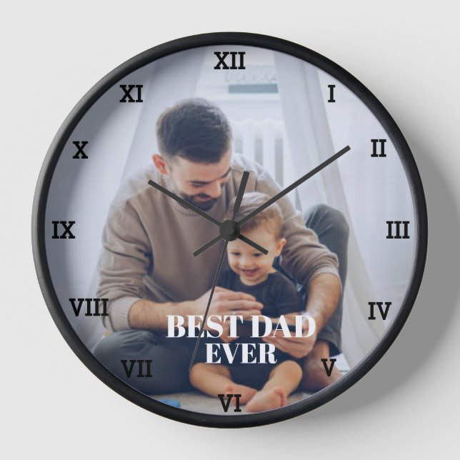 Best Dad Ever Photo Collage Create Your Own  Clock (Front)
