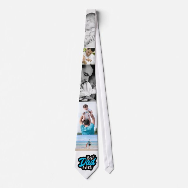 Best Dad Ever Photo Collage Customized Neck Tie (Front)