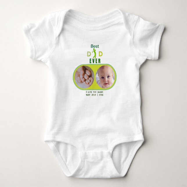 Best Dad Ever Photo Collage Cute First Fathers Day Baby Bodysuit (Front)