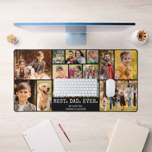 Best Dad Ever Photo Collage Desk Mat