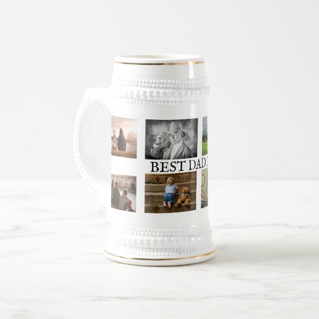 Best dad ever photo collage DIY fathers day Beer Stein (Front Left)