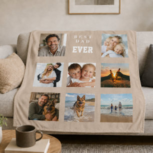 Best dad ever photo collage father beige sand fleece blanket