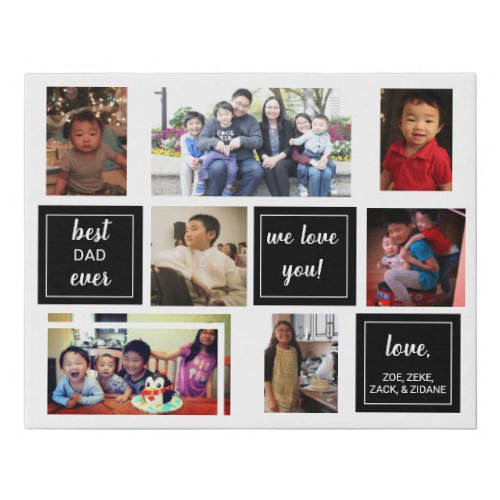 Best dad ever photo collage Father Gift Love  Faux Canvas Print