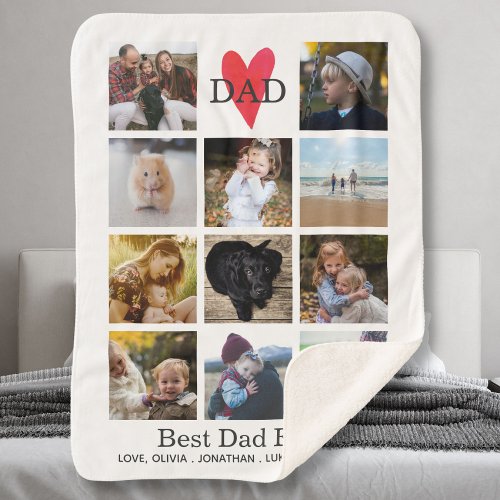 Best Dad Ever Photo Collage Fathers Day Birthday Sherpa Blanket