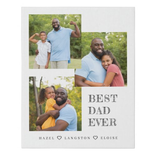 Best Dad Ever Photo Collage Fathers Day Faux Canvas Print