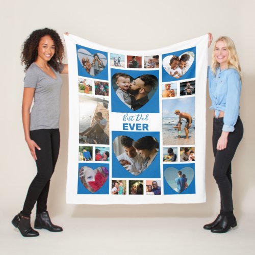 Best Dad Ever Photo Collage Fathers Day Fleece Blanket