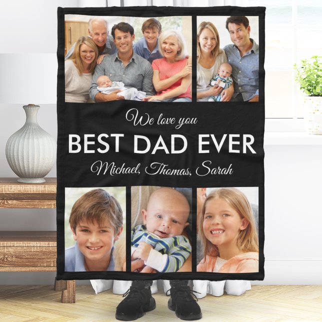 Best Dad Ever Photo Collage Fathers Day Fleece Blanket (Best Dad Ever Photo Collage Fathers Day Fleece Blanket)