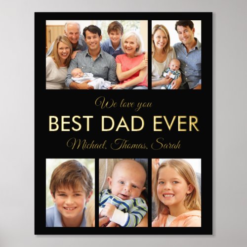 Best Dad Ever Photo Collage Fathers Day Foil Prints