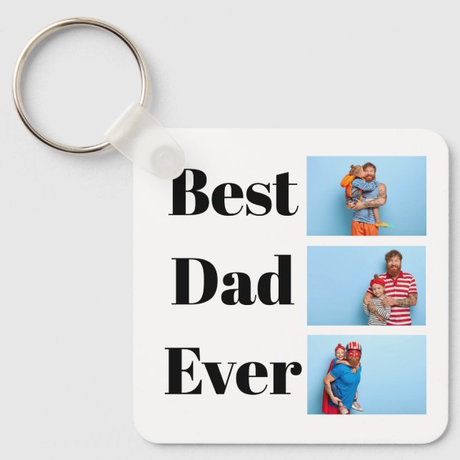 Best Dad ever Photo Collage Father's Day Gift Keychain (Front)