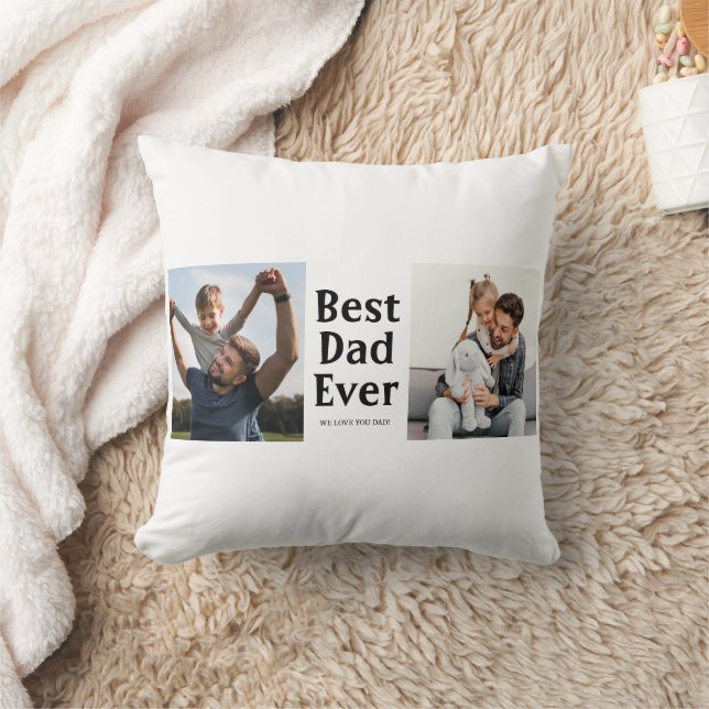 Best Dad Ever  Photo Collage Father's day Gift  Throw Pillow (Blanket)