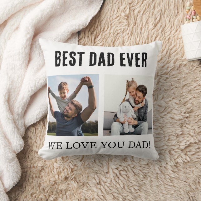 Best Dad Ever  Photo Collage Father's day Gift  Throw Pillow (Blanket)