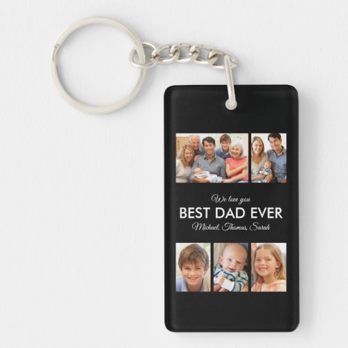 Best Dad Ever Photo Collage Fathers Day Keychain