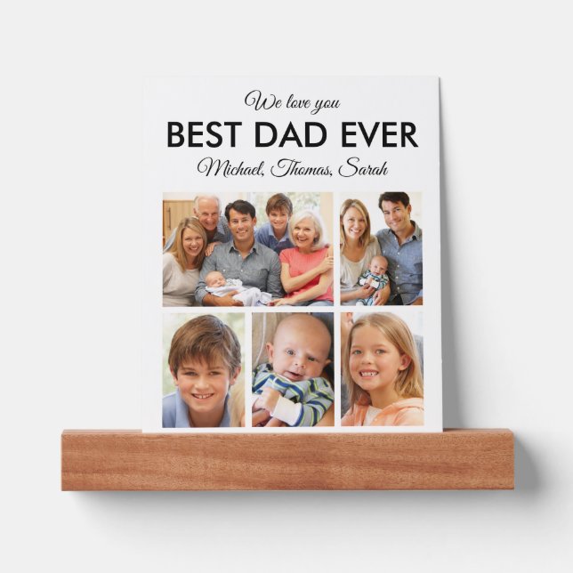 Best Dad Ever Photo Collage Fathers Day Picture Ledge (Front)