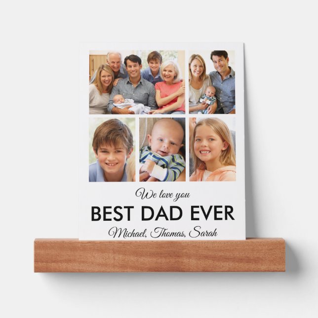 Best Dad Ever Photo Collage Fathers Day Picture Ledge (Front)