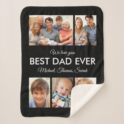 Best Dad Ever Photo Collage Fathers Day Sherpa Blanket