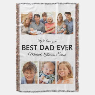 Best Dad Ever Photo Collage Fathers Day Throw Blanket