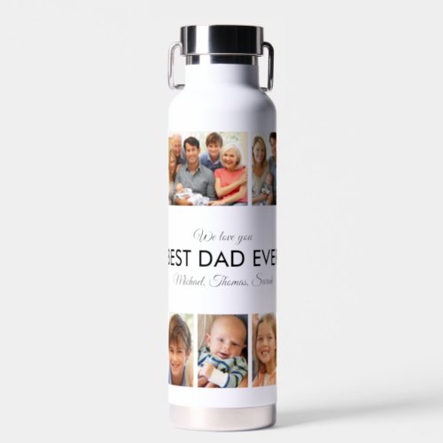 Best Dad Ever Photo Collage Fathers Day Water Bottle