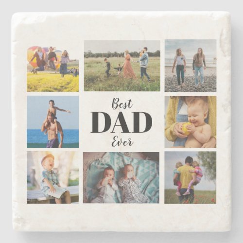 Best Dad Ever Photo Collage Fathers Stone Coaster