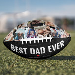 Best Dad Ever Photo Collage Football<br><div class="desc">Cool fathers day football gift featuring stylish black background that can be changed to any color,  a photo collage of 12 family pictures for you to replace with your own,  the saying "BEST DAD EVER",  a cute red heart,  and the childrens names.</div>