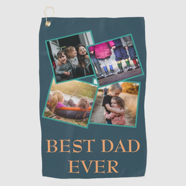 Best Dad Ever Photo Collage Golf Towel (Front)