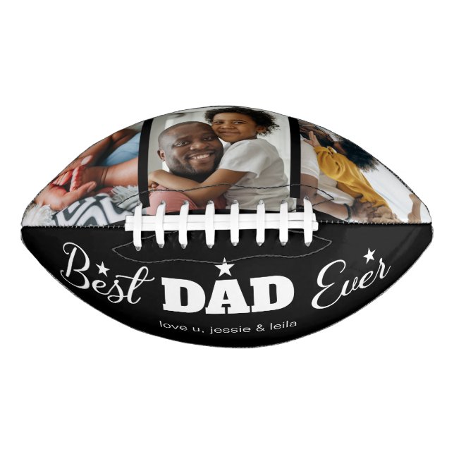Best Dad Ever Photo Collage Modern Black Football (Front)
