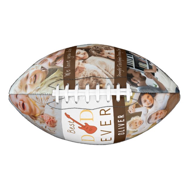 Best Dad Ever Photo Collage Modern Fathers Day Football (Front)