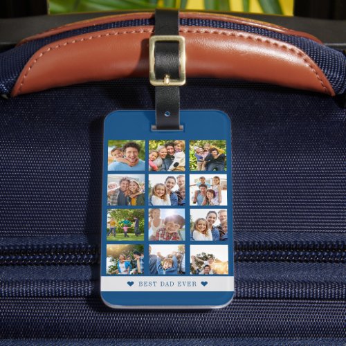 Best dad ever photo collage modern personalized  luggage tag