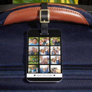 Best dad ever photo collage modern personalized luggage tag