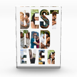 Best Dad Ever   Photo Collage Placeholder Template Acrylic Award