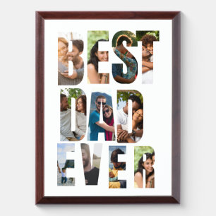 Best Dad Ever Photo Collage Placeholder Template Award Plaque