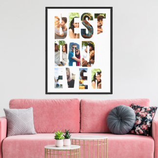Best Dad Ever | Photo Collage Placeholder Template Canvas Print