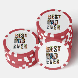 Best Dad Ever Photo Collage Placeholder Template Poker Chips
