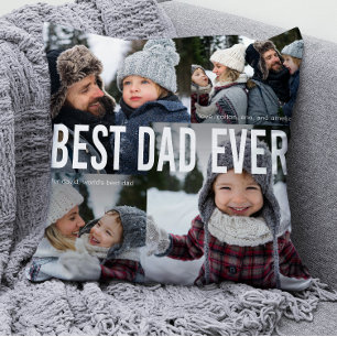 Best Dad Ever Photo Collage Throw Pillow