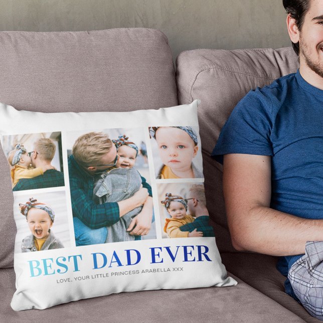Best Dad Ever Photo Collage Throw Pillow (Creator Uploaded)