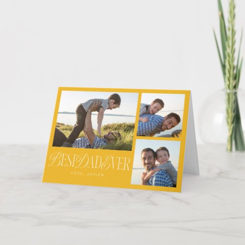 Best Dad Ever Photo Collage Yellow Holiday Card