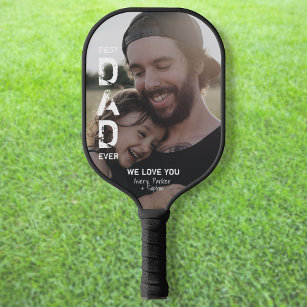 Best Dad Ever Photo Cool Modern Father's Day Pickleball Paddle