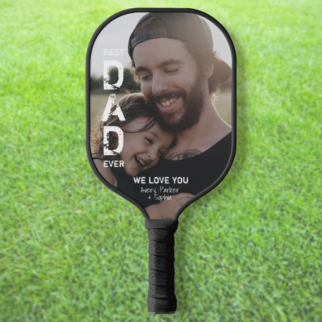 Best Dad Ever Photo Cool Modern Father's Day Pickleball Paddle (Creator Uploaded)