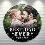 Best Dad Ever Photo Dart Board<br><div class="desc">Best Dad Ever Personalized Dartboard. This custom dartboard is a fun and meaningful way to celebrate Dad, with the design printed on one side only. It features "Best Dad Ever" in bold, modern typography with two small hearts on each side of the word "Ever" for a sweet and loving touch....</div>