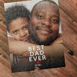 Best Dad Ever Photo Father's Day Jigsaw Puzzle<br><div class="desc">Cute father's day jigsaw puzzle featuring a full printed photo for you to replace with your own,  the adorable saying "best dad ever",  a red heart,  and the childs name.</div>