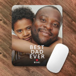 Best Dad Ever Photo Father's Day Mouse Pad<br><div class="desc">Modern father's day mouse pad featuring a full printed family picture for you to replace with your own,  the cute saying "best dad ever",  a red heart,  and the childs name.</div>
