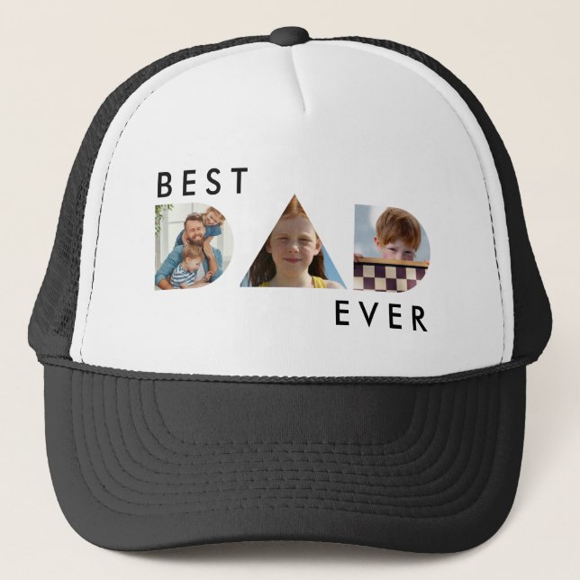 Best Dad Ever Photo Father's Day Trucker Hat (Front)